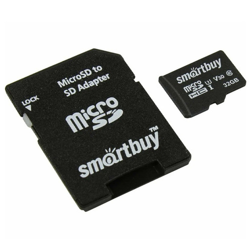 карта памяти SmartBuy microSD 32Gb 10 PRO U3 (class 10) + sd адаптер (SB32GBSDCL10U3L-01)