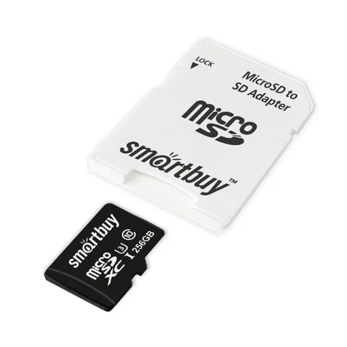 карта памяти Smartbuy microSD 256Gb (class 10) + sd адаптер U3 V30 для видеонаблюдения фото 